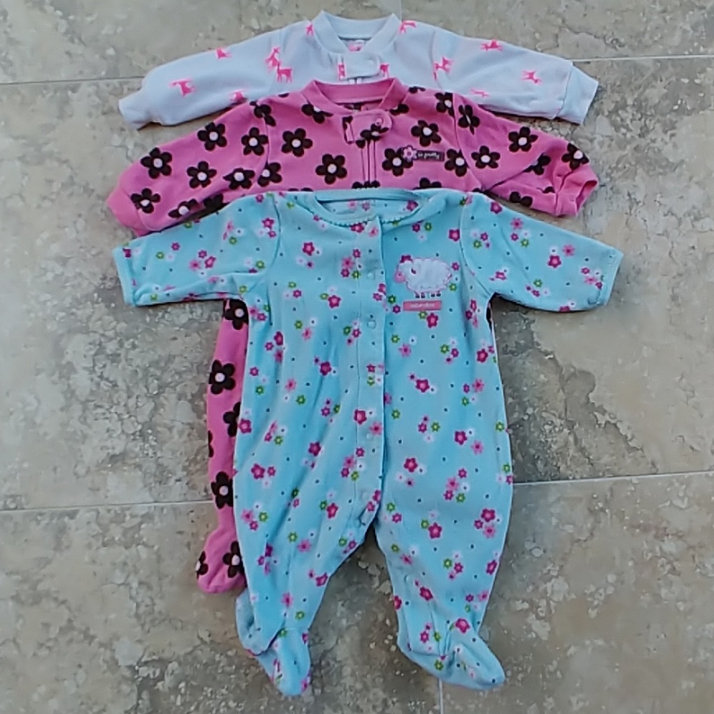 Set of 3 Carter's fleece footie sleepers 3m